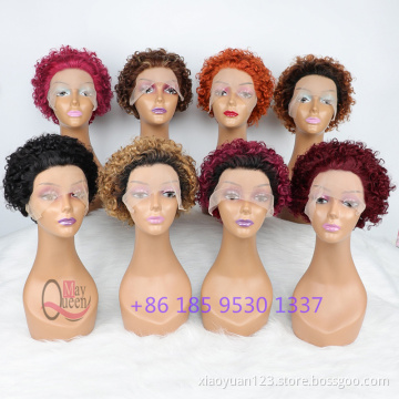 2022 Hot Sale Pixie Cut Short Curly Bob Human Hair 13x1 Lace Wig For Black Women Virgin Hair Pixie Cut 100% Human Hair Lace Wig